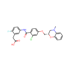 CN1C[C@@H](COc2ccc(C(=O)Nc3ccc(F)c(CC(=O)O)c3)c(Cl)c2)Oc2ccccc21 ZINC000072113694