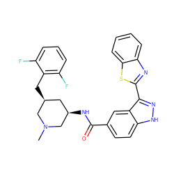 CN1C[C@@H](Cc2c(F)cccc2F)C[C@@H](NC(=O)c2ccc3[nH]nc(-c4nc5ccccc5s4)c3c2)C1 ZINC000147817874