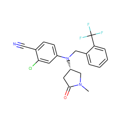 CN1C[C@@H](N(Cc2ccccc2C(F)(F)F)c2ccc(C#N)c(Cl)c2)CC1=O ZINC000043080645