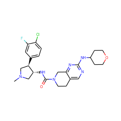 CN1C[C@@H](NC(=O)N2CCc3cnc(NC4CCOCC4)nc3C2)[C@H](c2ccc(Cl)c(F)c2)C1 ZINC000201644806