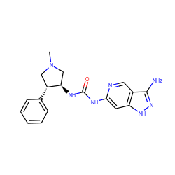 CN1C[C@@H](NC(=O)Nc2cc3[nH]nc(N)c3cn2)[C@H](c2ccccc2)C1 ZINC001772573201