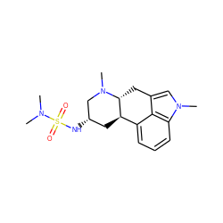 CN1C[C@@H](NS(=O)(=O)N(C)C)C[C@@H]2c3cccc4c3c(cn4C)C[C@H]21 ZINC000004216874