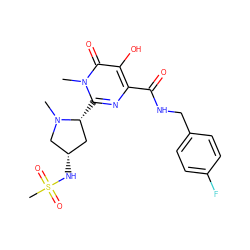 CN1C[C@@H](NS(C)(=O)=O)C[C@H]1c1nc(C(=O)NCc2ccc(F)cc2)c(O)c(=O)n1C ZINC000014979219