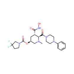 CN1C[C@@H](OC(=O)N2CCC(F)(F)C2)C[C@H](C(=O)NO)[C@H]1C(=O)N1CCN(c2ccccc2)CC1 ZINC000045254766