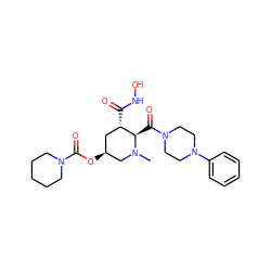 CN1C[C@@H](OC(=O)N2CCCCC2)C[C@H](C(=O)NO)[C@H]1C(=O)N1CCN(c2ccccc2)CC1 ZINC000045317192