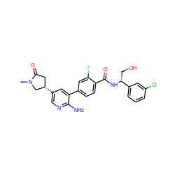 CN1C[C@@H](c2cnc(N)c(-c3ccc(C(=O)N[C@H](CO)c4cccc(Cl)c4)c(F)c3)c2)CC1=O ZINC001772580076