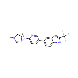 CN1C[C@@H]2C[C@H]1CN2c1ccc(-c2ccc3[nH]c(C(F)(F)F)cc3c2)cn1 ZINC000049051192