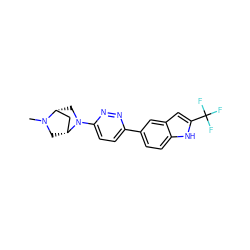 CN1C[C@@H]2C[C@H]1CN2c1ccc(-c2ccc3[nH]c(C(F)(F)F)cc3c2)nn1 ZINC000049089386