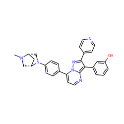 CN1C[C@@H]2C[C@H]1CN2c1ccc(-c2ccnc3c(-c4cccc(O)c4)c(-c4ccncc4)nn23)cc1 ZINC000049112081