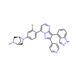 CN1C[C@@H]2C[C@H]1CN2c1ccc(-c2ccnc3c(-c4cccc5[nH]ncc45)c(-c4ccncc4)nn23)c(Br)c1 ZINC000064436812