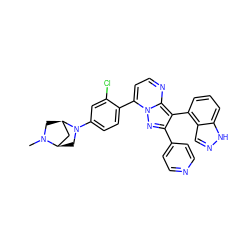 CN1C[C@@H]2C[C@H]1CN2c1ccc(-c2ccnc3c(-c4cccc5[nH]ncc45)c(-c4ccncc4)nn23)c(Cl)c1 ZINC000064436810