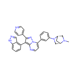 CN1C[C@@H]2C[C@H]1CN2c1cccc(-c2ccnc3c(-c4cccc5[nH]ncc45)c(-c4ccncc4)nn23)c1 ZINC000064447203