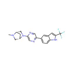 CN1C[C@@H]2C[C@H]1CN2c1cnc(-c2ccc3[nH]c(C(F)(F)F)cc3c2)cn1 ZINC000049089194