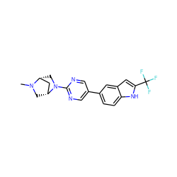 CN1C[C@@H]2C[C@H]1CN2c1ncc(-c2ccc3[nH]c(C(F)(F)F)cc3c2)cn1 ZINC000049048802