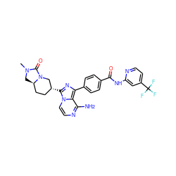 CN1C[C@@H]2CC[C@@H](c3nc(-c4ccc(C(=O)Nc5cc(C(F)(F)F)ccn5)cc4)c4c(N)nccn34)CN2C1=O ZINC000145459340