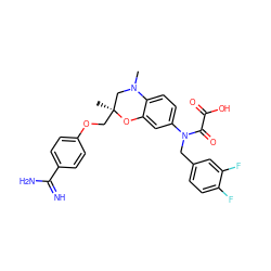 CN1C[C@](C)(COc2ccc(C(=N)N)cc2)Oc2cc(N(Cc3ccc(F)c(F)c3)C(=O)C(=O)O)ccc21 ZINC000073275578