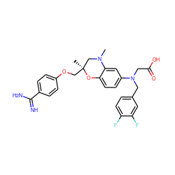 CN1C[C@](C)(COc2ccc(C(=N)N)cc2)Oc2ccc(N(CC(=O)O)Cc3ccc(F)c(F)c3)cc21 ZINC000073275851