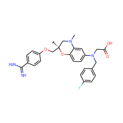 CN1C[C@](C)(COc2ccc(C(=N)N)cc2)Oc2ccc(N(CC(=O)O)Cc3ccc(F)cc3)cc21 ZINC000073259108