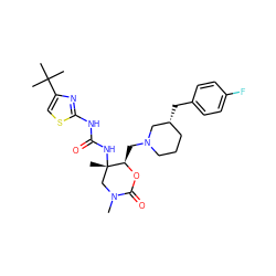 CN1C[C@](C)(NC(=O)Nc2nc(C(C)(C)C)cs2)[C@@H](CN2CCC[C@@H](Cc3ccc(F)cc3)C2)OC1=O ZINC000040891748