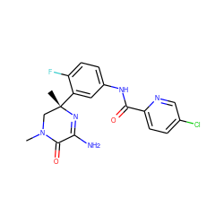 CN1C[C@](C)(c2cc(NC(=O)c3ccc(Cl)cn3)ccc2F)N=C(N)C1=O ZINC000073169381