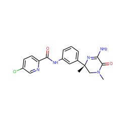 CN1C[C@](C)(c2cccc(NC(=O)c3ccc(Cl)cn3)c2)N=C(N)C1=O ZINC000073168779