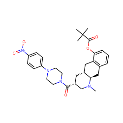 CN1C[C@H](C(=O)N2CCN(c3ccc([N+](=O)[O-])cc3)CC2)C[C@@H]2Cc3c(cccc3OC(=O)C(C)(C)C)C[C@H]21 ZINC000028949864