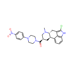 CN1C[C@H](C(=O)N2CCN(c3ccc([N+](=O)[O-])cc3)CC2)C[C@@H]2c3cccc4[nH]c(Cl)c(c34)C[C@H]21 ZINC000029038733