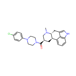 CN1C[C@H](C(=O)N2CCN(c3ccc(Cl)cc3)CC2)C[C@@H]2c3cccc4[nH]cc(c34)C[C@H]21 ZINC000029038705