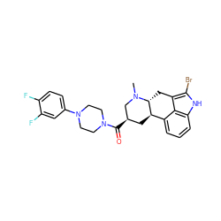 CN1C[C@H](C(=O)N2CCN(c3ccc(F)c(F)c3)CC2)C[C@@H]2c3cccc4[nH]c(Br)c(c34)C[C@H]21 ZINC000029038683