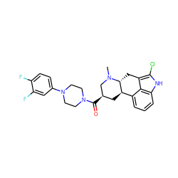 CN1C[C@H](C(=O)N2CCN(c3ccc(F)c(F)c3)CC2)C[C@@H]2c3cccc4[nH]c(Cl)c(c34)C[C@H]21 ZINC000029038748