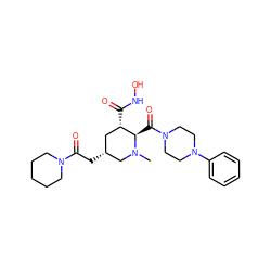 CN1C[C@H](CC(=O)N2CCCCC2)C[C@H](C(=O)NO)[C@H]1C(=O)N1CCN(c2ccccc2)CC1 ZINC000040430664