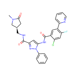 CN1C[C@H](CNC(=O)c2cc(NC(=O)c3cc(-c4ccccn4)c(F)cc3Cl)n(-c3ccccc3)n2)CC1=O ZINC001772615408