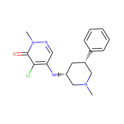 CN1C[C@H](Nc2cnn(C)c(=O)c2Cl)C[C@H](c2ccccc2)C1 ZINC000669370874