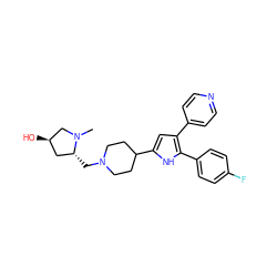 CN1C[C@H](O)C[C@H]1CN1CCC(c2cc(-c3ccncc3)c(-c3ccc(F)cc3)[nH]2)CC1 ZINC000029125616