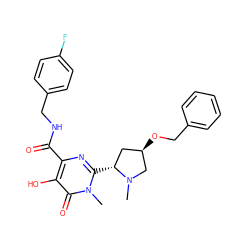 CN1C[C@H](OCc2ccccc2)C[C@H]1c1nc(C(=O)NCc2ccc(F)cc2)c(O)c(=O)n1C ZINC000014979216