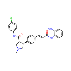 CN1C[C@H](c2ccc(/C=C/C(=O)Nc3ccccc3N)cc2)[C@@H](C(=O)Nc2ccc(Cl)cc2)C1 ZINC000095578073