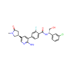 CN1C[C@H](c2cnc(N)c(-c3ccc(C(=O)N[C@H](CO)c4cccc(Cl)c4)c(F)c3)c2)CC1=O ZINC001772582975