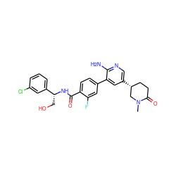 CN1C[C@H](c2cnc(N)c(-c3ccc(C(=O)N[C@H](CO)c4cccc(Cl)c4)c(F)c3)c2)CCC1=O ZINC001772618798