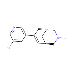 CN1C[C@H]2C=C(c3cncc(Cl)c3)C[C@@H](C2)C1 ZINC000101576968