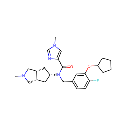 CN1C[C@H]2C[C@@H](N(Cc3ccc(F)c(OC4CCCC4)c3)C(=O)c3cn(C)cn3)C[C@H]2C1 ZINC000101322169