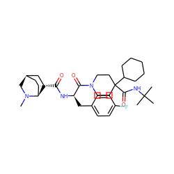 CN1C[C@H]2CC[C@@H]1[C@@H](C(=O)N[C@H](Cc1ccc(F)cc1)C(=O)N1CCC(C(=O)NC(C)(C)C)(C3CCCCC3)CC1)C2 ZINC000028460714