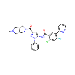 CN1C[C@H]2CN(C(=O)c3cc(NC(=O)c4cc(-c5ccccn5)c(F)cc4Cl)n(-c4ccccc4)n3)C[C@H]2C1 ZINC001772601379