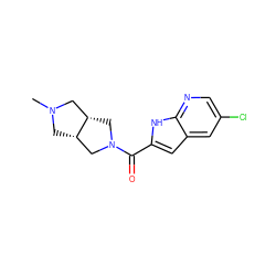 CN1C[C@H]2CN(C(=O)c3cc4cc(Cl)cnc4[nH]3)C[C@H]2C1 ZINC000073240222