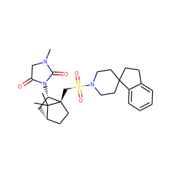 CN1CC(=O)N([C@H]2C[C@H]3CC[C@]2(CS(=O)(=O)N2CCC4(CCc5ccccc54)CC2)C3(C)C)C1=O ZINC000027327256