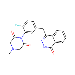 CN1CC(=O)N(c2cc(Cc3n[nH]c(=O)c4ccccc34)ccc2F)C(=O)C1 ZINC000096900229