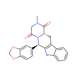 CN1CC(=O)N2[C@@H](Cc3c([nH]c4ccccc34)[C@H]2c2ccc3c(c2)OCO3)C1=O ZINC000008204642