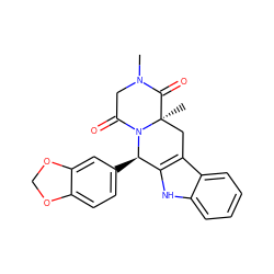 CN1CC(=O)N2[C@H](c3ccc4c(c3)OCO4)c3[nH]c4ccccc4c3C[C@]2(C)C1=O ZINC000038447820