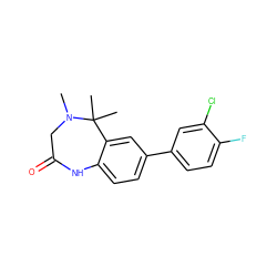 CN1CC(=O)Nc2ccc(-c3ccc(F)c(Cl)c3)cc2C1(C)C ZINC000045495249