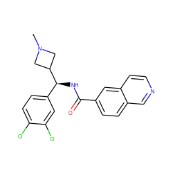 CN1CC([C@@H](NC(=O)c2ccc3cnccc3c2)c2ccc(Cl)c(Cl)c2)C1 ZINC000072179900