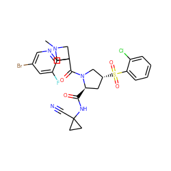 CN1CC(C(=O)N2C[C@H](S(=O)(=O)c3ccccc3Cl)C[C@H]2C(=O)NC2(C#N)CC2)(c2ncc(Br)cc2F)C1 ZINC000169705921